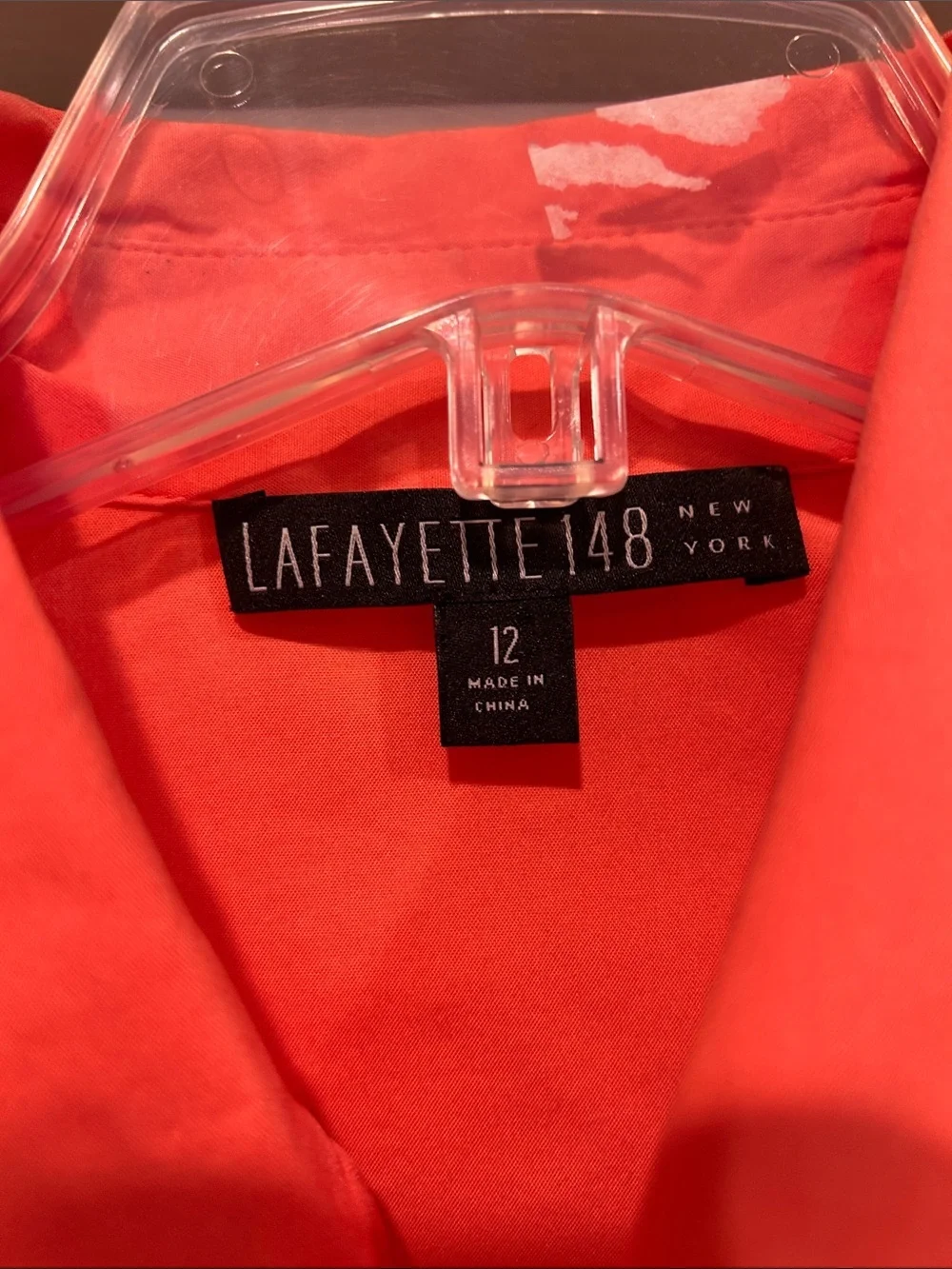 Lafayette 148 New York Orange v neck  Button-Down Shirt women’s 12 large - Picture 2 of 6